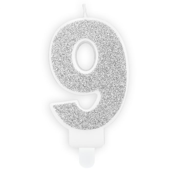 Number Candle - 9 - Silver
